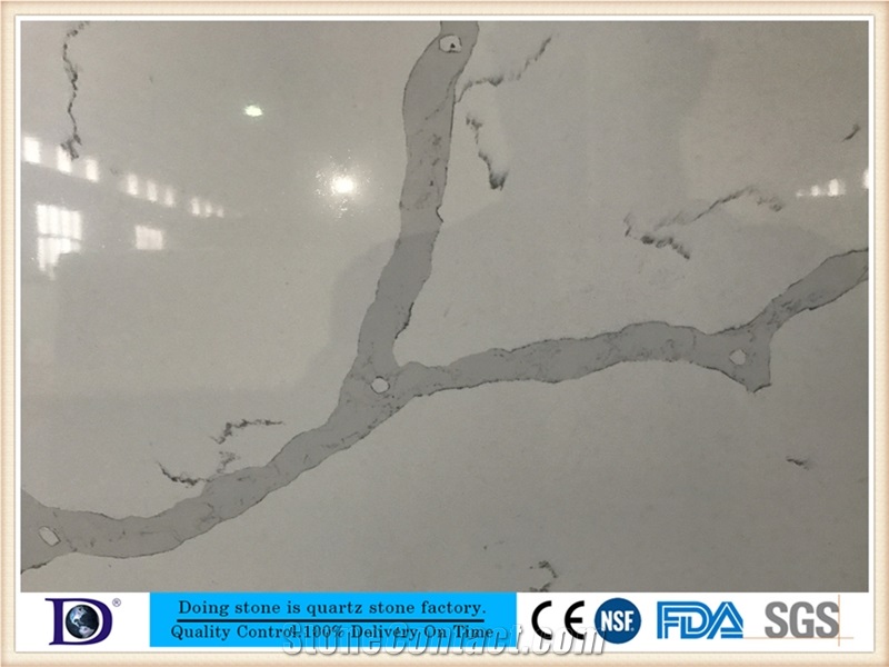 Veined Calacatta White Quartz from Doingstone,High Quality Calacatta White Quartz Stone for Kitchen,Coarse Grain Calacatta White Very Popular Quartz Slabs,2cm Solid Surface Calacatta White Quartz7406