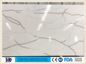 Veined Calacatta White Quartz Slabs ,2cm Solid Surface Calacatta White Quartz Slabs for Island Top,3cm Polishe Calacatta White Quartz in Usa,High Quality Calacatta White Quartz Slabs from Ds7423