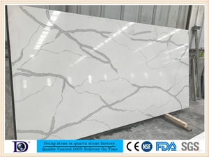 Veined Calacatta White Quartz Slabs ,2cm Solid Surface Calacatta White Quartz Slabs for Island Top,3cm Polishe Calacatta White Quartz in Usa,High Quality Calacatta White Quartz Slabs from Ds7423