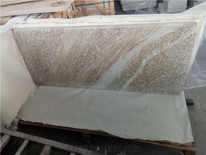 Yellow Color Granite Golden River Kitchen Bullnose Countertops,Wotkyop,Bench Top