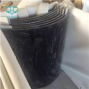Artificial Super Black Crystallized Glass Column,Man-Made Black Stone Polished/Nano Glass Curved Plate/Micro Crystal Interior Decoration