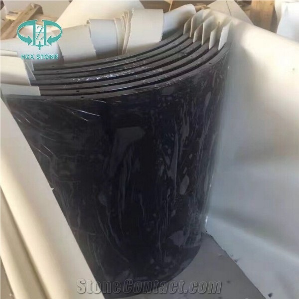 Artificial Super Black Crystallized Glass Column,Man-Made Black Stone Polished/Nano Glass Curved Plate/Micro Crystal Interior Decoration