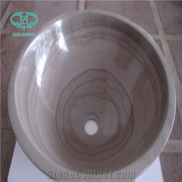 Athens Gray Marble, Kitchen Sinks, Wooden Grain White Marble Basin, Cheap and Hot Marble Basin & Sinks for Kitchen Decoration