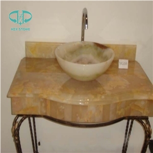 Basin Onyx, Wash Table, Faucet Yellow Farm Basins, Factory Nature Stone Sinks, Manufactured Cheap Wash Basins