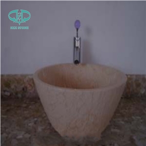 Beige Marble Sinks, Sunny Yellow Basins, Sunny Barrel Shaped Sinks