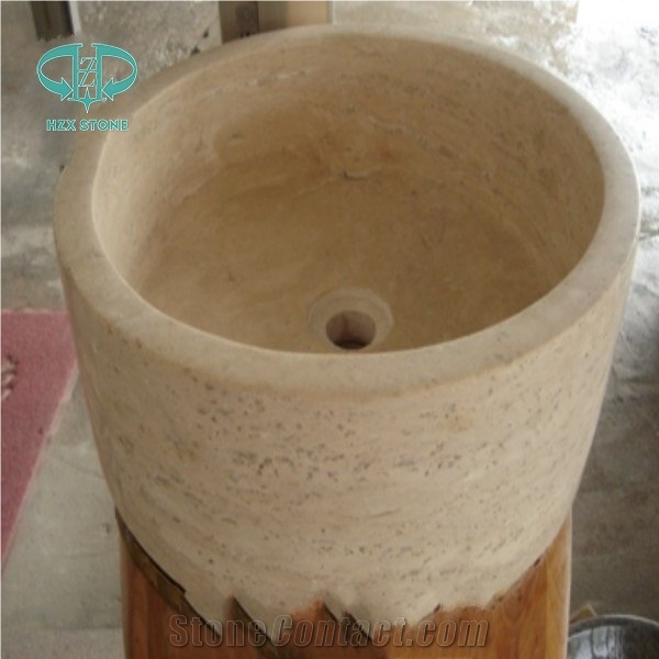 Beige Travertine Sinks, Kitchen Sinks, Wash Basin and Bathroom Sink/Round Wash Basin and Bathroom Sink/ Washbasin / Bathroom Sink
