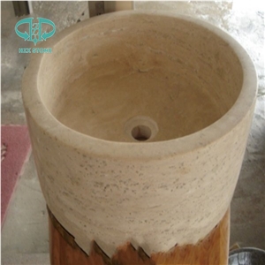 Beige Travertine Sinks, Kitchen Sinks, Wash Basin and Bathroom Sink/Round Wash Basin and Bathroom Sink/ Washbasin / Bathroom Sink