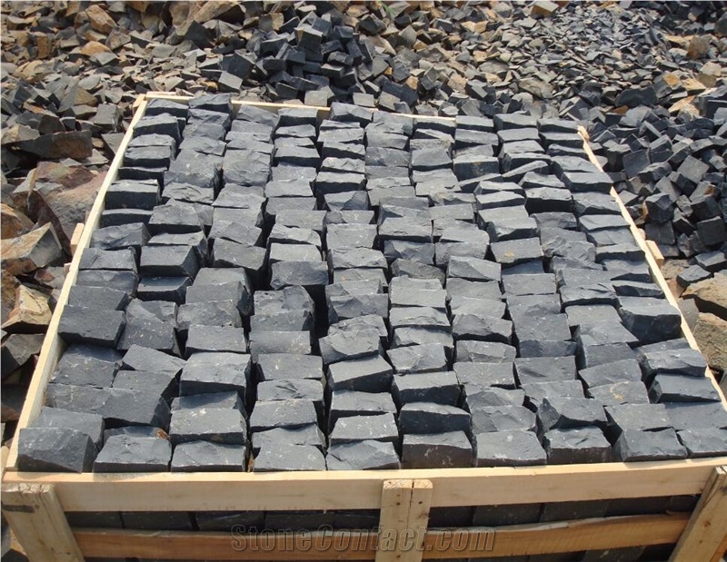 Black Basalt / Andesite Cobble Stone, Natural Split Cube Stones, Paving Stone for Driveway,Patio,Garden,Road,Terrace,Walkway Pavers