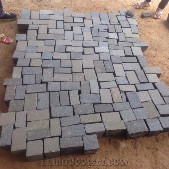 Black Basalt / Andesite Cobble Stone, Natural Split Cube Stones, Paving Stone for Driveway,Patio,Garden,Road,Terrace,Walkway Pavers