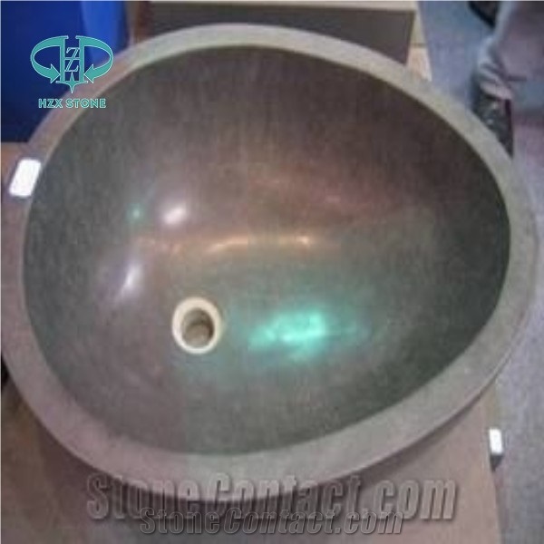 Black Basalt Irregular Shape Polished Bathroom Sink