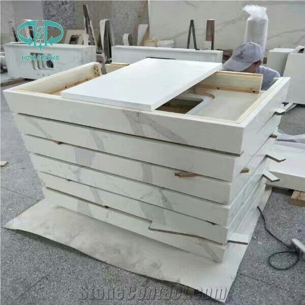 Calacatta White Quartz Bath Top, Artificial Calacatta White Engineered Quartz Stone Vanity Top,Solid Surface Of Calacatta Gold Engineered Quartz Stone,Carrara Bianco Engineered Quartz Stone