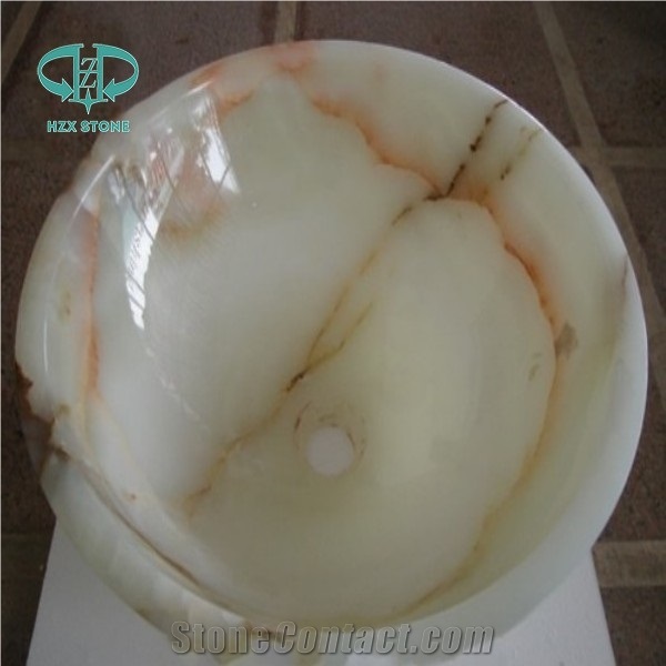 Golden Brown Onyx Kitchen Countertops, Green Onyx Counter Tops ,Countertop Basin, Chinese Basin, China Yellow Onyx Sinks & Basins