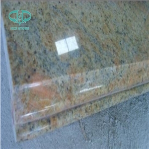 Polished Ogee Edge Granite Countertops with Oak Wood Cabinets