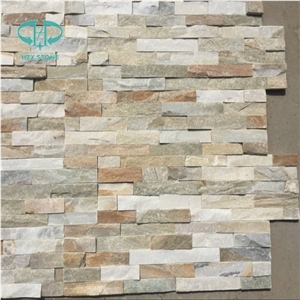 Split Surface China Yellow Wooden Quartize Wall-Cladding Panel Culture-Stone