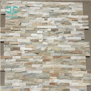 Split Surface China Yellow Wooden Quartize Wall-Cladding Panel Culture-Stone