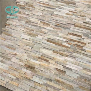 Split Surface China Yellow Wooden Quartize Wall-Cladding Panel Culture-Stone