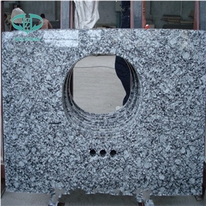 Spray White Granite Vanity Top,Sea Wave Flower Granite Vanity Tops,G708 Granite Bath Tops,China White Granite Bathrom Vanity Tops