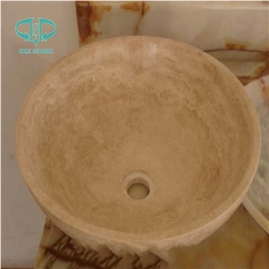 Sunset Gold Granite Sinks, China G682 Yellow Granite Basins & Sinks/Sunset Gold/Rusty Yellow Granite Oval Wash Basins, Sinks, Round Shape for Bathroom