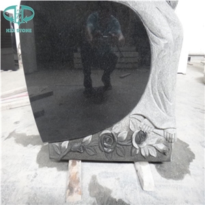 Visible Surfaces Polished Shanxi Black Western Style Monuments/Tombstone/Memorials/Gravestone/Angel with Heart/Absolute Black Headstone/Statue/Carving