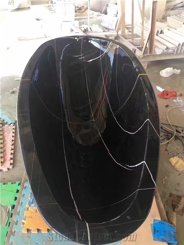 Black Marble Bathtub Nero Tunisi Marble Bathtub for Hotel