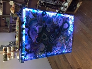 Blue Gemstone Reception Semi Precious Table Tops Blue Agate Desk for Project