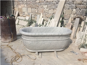 Customized Stone Bathtub Marble Carrara Oval Bathtub for Hotel
