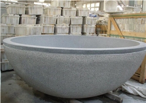 Granite Oval Bathtub Padang Gray Stone Bathtub for Home