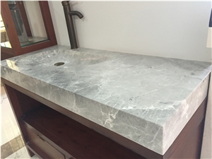 Granite Vessel Sink Panda Grey Rectangle Basin for Bathroom