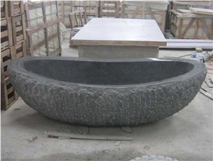 Honed Finish Bathtubs Granite Padang Grey Oval Bathtub for Hotel