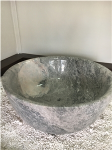 Imported Grey Marble Round Bathtub Marble Tundra Blue Bathtubs for Home