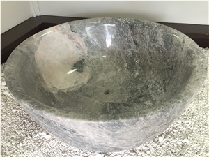 Imported Grey Marble Round Bathtub Marble Tundra Blue Bathtubs for Home