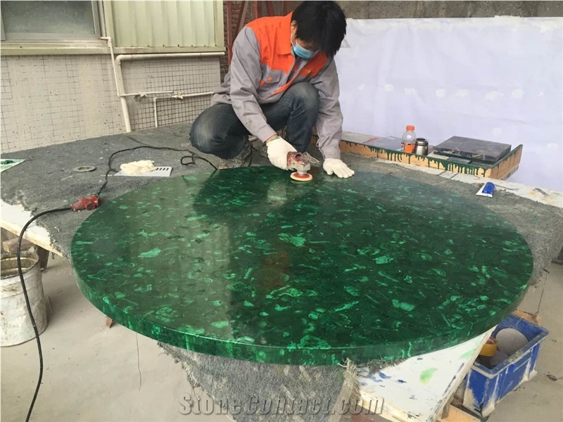 Luxury Gemstone Bathtub Semiprecious Malachite Bathtub for Hotel