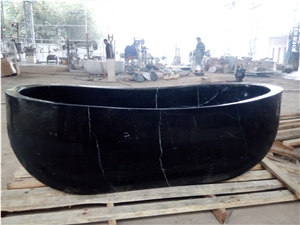 Natural Stone Bath Tub Marble Nero Marquina Bathtub Honed for Hotel