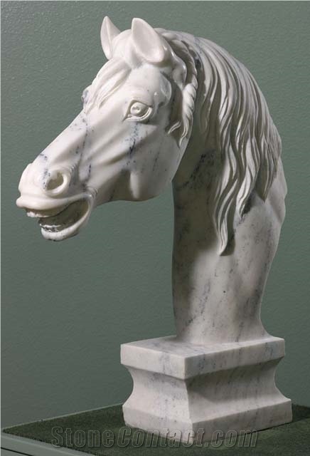 White Marble Animal Sculptures Marble Hu"Nan White Horse Sculpture for Garden