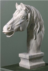White Marble Animal Sculptures Marble Hu"Nan White Horse Sculpture for Garden