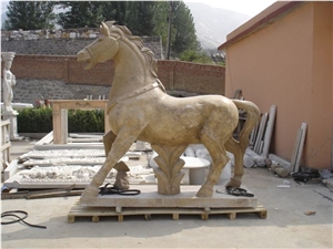 White Marble Animal Sculptures Marble Hu"Nan White Horse Sculpture for Garden