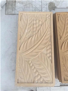 Yellow Sandstone Art Works Cnc Carving Stone Works for Wall Panel