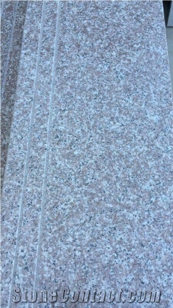 New G664 Pink, Brown Granite, Porrino G363 Shandong Cheap Building Stone in Stair Steps with Anti Slip, Bullnose Round Long Edge, Treads and Risers