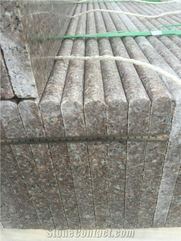 New G664 Pink, Brown Granite, Porrino G363 Shandong Cheap Building Stone in Stair Steps with Anti Slip, Bullnose Round Long Edge, Treads and Risers