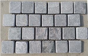 China Grey Quartzite Tumbled Cube Stone