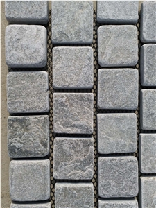 China Grey Quartzite Tumbled Cube Stone