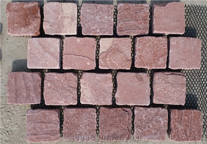 China Grey Quartzite Tumbled Cube Stone