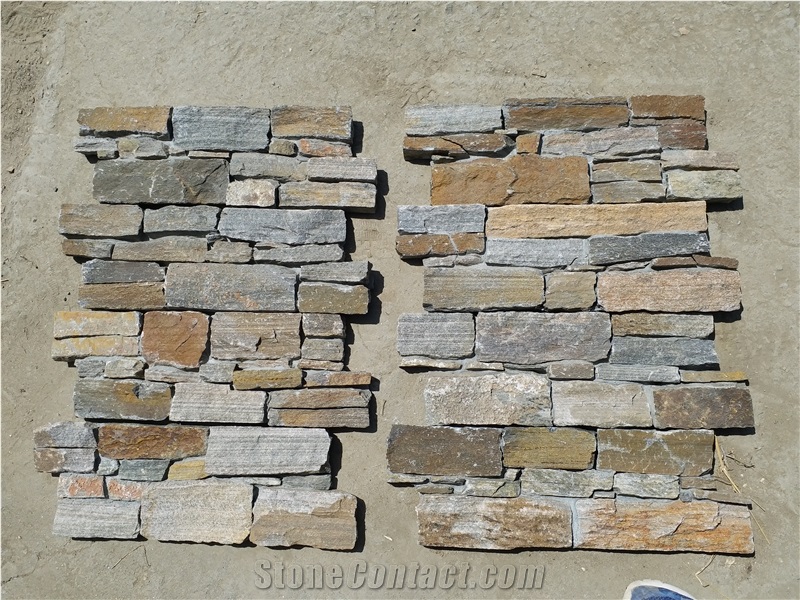 China Pink with Rusty Quartzite Ledge Stone
