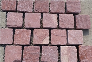 China Red Sandstone Tumbled Cube Stone