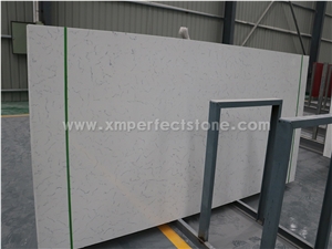 Carrara White Quartz Slabs/Bianco Carrara Quartz/White Quartz Slab with Veins