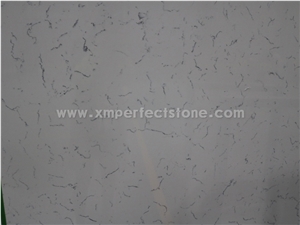 Carrara White Quartz Slabs/Bianco Carrara Quartz/White Quartz Slab with Veins