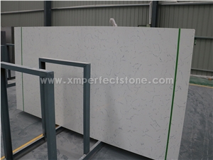 Carrara White Quartz Slabs/Bianco Carrara Quartz/White Quartz Slab with Veins