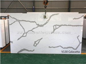 Chinese Calacatta Quartz Slab White for Kitchen Countertops / Countertop Material Prices / Quartz Stone Manufacturers