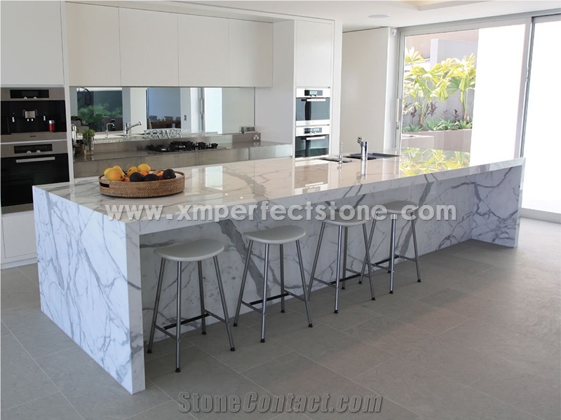 Chinese Calacatta Quartz Slab White for Kitchen Countertops / Countertop Material Prices / Quartz Stone Manufacturers