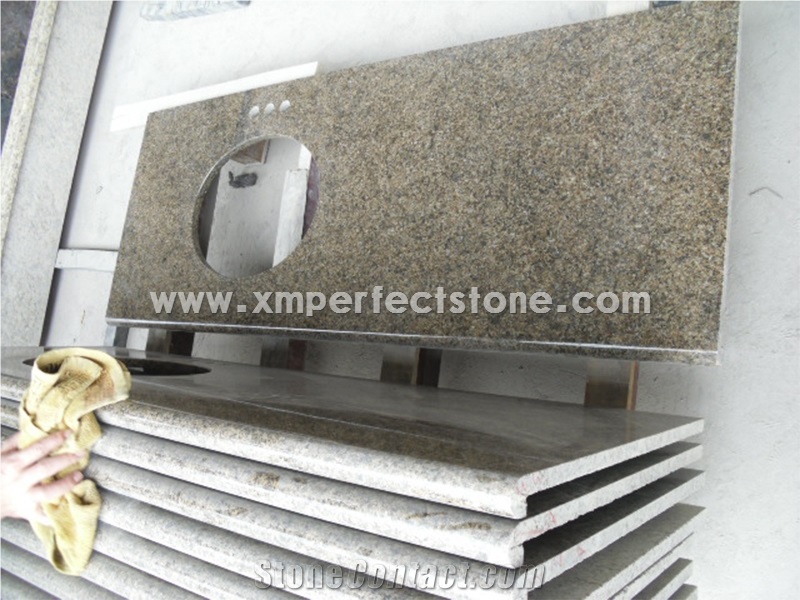 Chinese Tropical Brown Granite Vanity Top/High Polished Brown Granite Tops/China Gold Diamond Granite